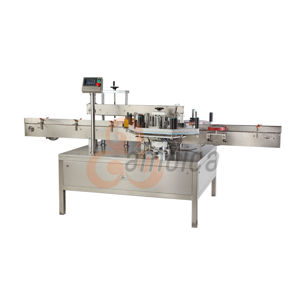 Automatic Double Side Self-Adhesive (Sticker) Labelling Machines for Flat Containers. Models: AHL-80DSA and AHL-120DSA